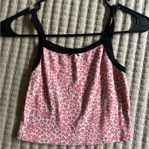 Pink leopard brandy top